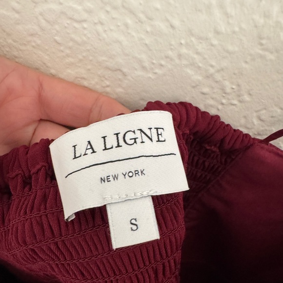 La Ligne Tracy Dress in Deep Red Burgundy Silk + Linen - Size Small - Picture 4 of 4